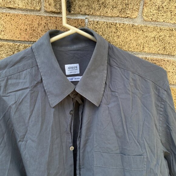 Lot of 2 Armani Dress Shirts Size 17 & 16.5 Blue and Gray - Picture 12 of 13